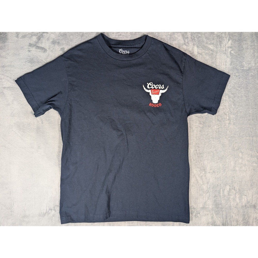Coors Banquet Rodeo Beer Graphic TShirt Mens Medium Black Mad Engine Western Tee